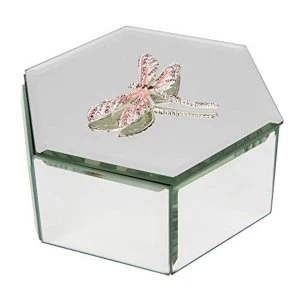 image of Sophia Pink Crystal Dragonfly Glass Trinket Box