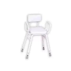 Image of NRS Healthcare Malvern Vinyl Seat Perching Stool (with Arms + Padded Back)