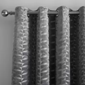 Image of Curtina Kendal Charcoal Eyelet Curtains Charcoal