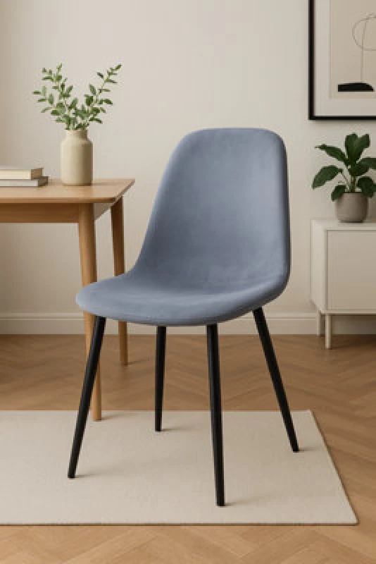 Image of Ds Living Luxe Dining Chair 2Pc Blue Mirage Black Powder Legs