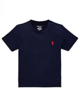 Image of Ralph Lauren Baby Boys Classic Short Sleeve T-Shirt - Navy, Size 12 Months
