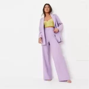 image of Missguided Wide Leg Linen Look Trouser - Purple