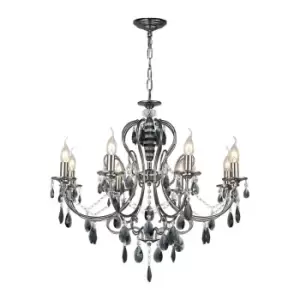 Image of Luna Crystal Ceiling 8 Light E14 Black Chrome/Crystal