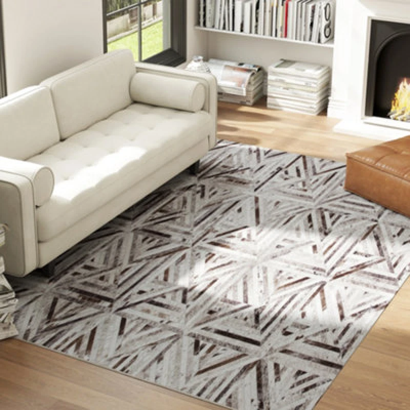 Image of HOMCOM Non-Slip Washable Rug, Chenille Floor Carpet for Living Room, Brown, Brown 83C-040V72BN