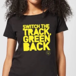 image of Danger Mouse Switch The Track Green Back Womens T-Shirt - Black - 5XL