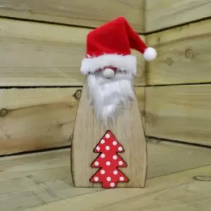 Image of 26cm Wooden Gonk Christmas Book End Ornaments - Red Tree