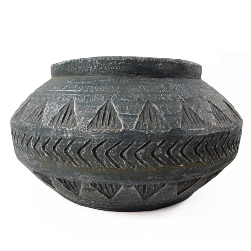Image of Leaf Large Planters Plant Pots Large Grey Gliese Triangle Planter 21cm x 40cm Botanik Grey