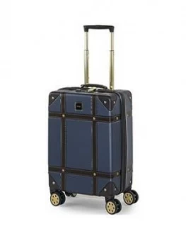 image of Rock Luggage Vintage PY98803 8 Wheel Carry On Navy Suitcase