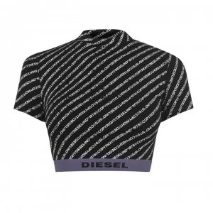 image of Diesel Logo Crop Top - Blk E4982