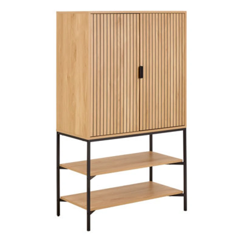 Image of Furniture To Go Jaipur Cabinet 2 Doors 3 Shelves With Oak Lamella Front