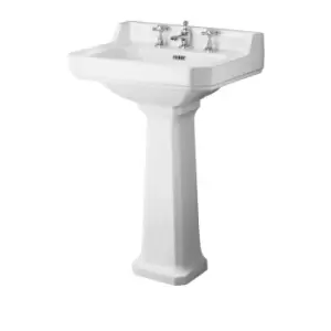 Hudson Reed Richmond 560mm Basin & Comfort Height Pedestal (3 Tap Hole) - White