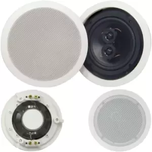 image of QUALITY 6.5" 100W Dual Tweeter Stereo Ceiling Speaker 8Ohm Compact Hi Fi Roof PA