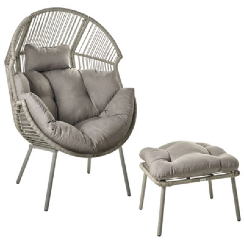 Image of Beliani Garden Chair Murano Pe Rattan Grey