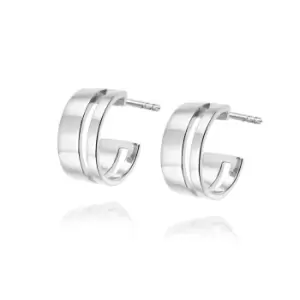 Image of Daisy London Jewellery 925 Sterling Silver Serena Huggie Hoop Earrings Sterling Silver