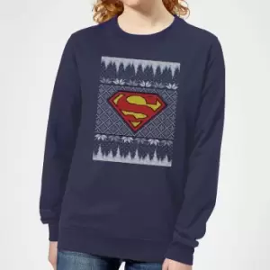Image of DC Superman Knit Womens Christmas Jumper - Navy - L