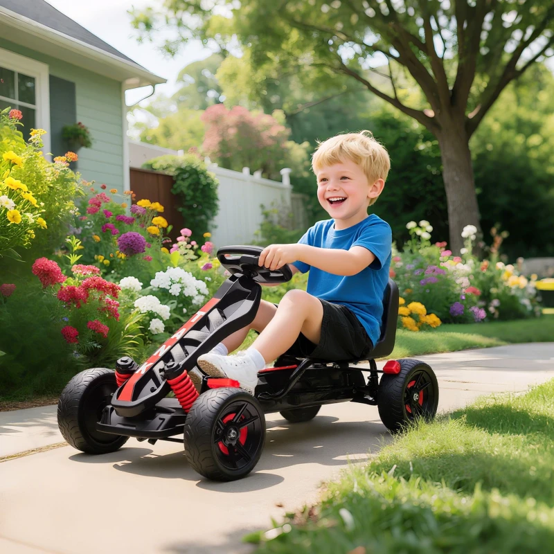 Image of AIYAPLAY Pedal Go Kart with Automatic Clutch, for Ages 3-6 Years, Red, Red 370-395V00RD