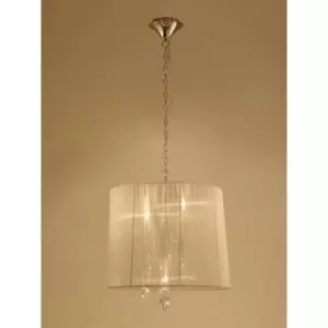 image of Tiffany pendant light 3+3 E14+G9 bulbs, gold with bronze & transparent crystal lampshade