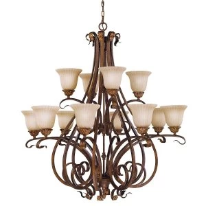 image of 12 Light Multi Arm Chandelier Aged Tortoise Shell Finish, E27