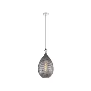 Image of Grevena Ceiling Pendant Light 1x E27 Glass Smoke Grey