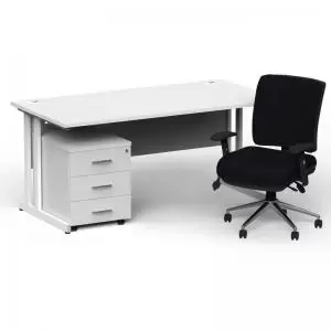 Image of Impulse 1600800 White Cant Desk White 3 Dr Mobile Ped & Chiro Med