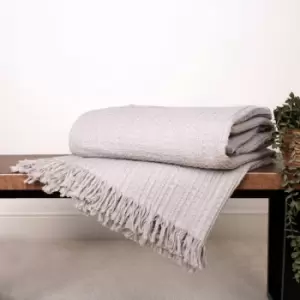 image of Elbury Textured Waffle 100% Cotton Bedspread, Silver, 150 x 200 Cm - Appletree Loft