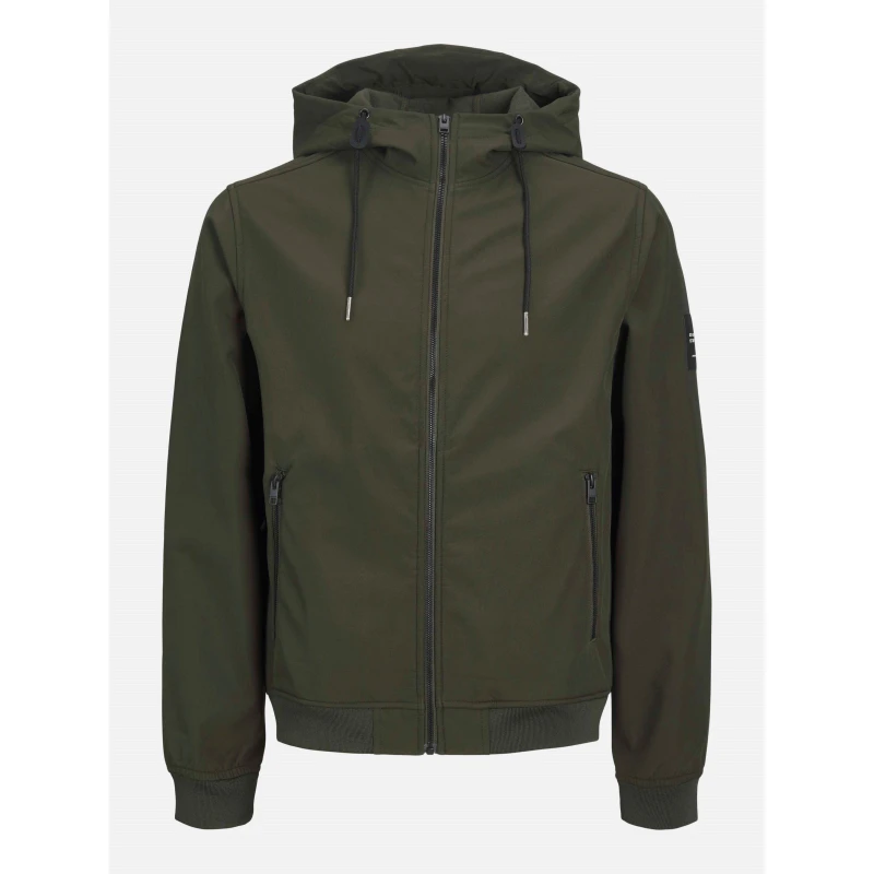 Image of Jack and Jones Mens Zipped Hooded Softshell Jacket Rosin male M