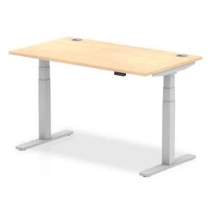 Trexus Sit Stand Desk With Cable Ports Silver Legs 1400x800mm Maple