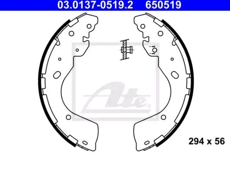 Image of ATE 03.0137-0519.2 Brake Shoes without lever Brake Shoe Set (70)