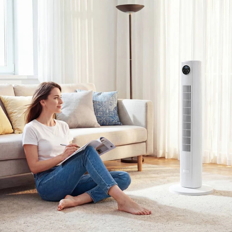 Image of HOMCOM 28dB Tower Fan for Bedroom, 26 ft/s Velocity Standing Fan in White White Unisex