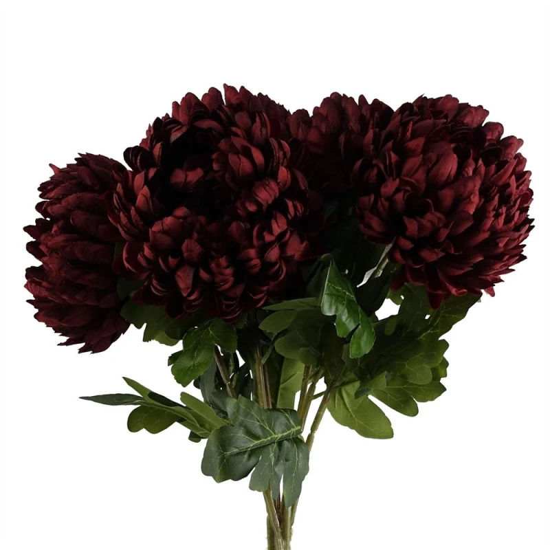 Image of Leaf Pack of 6 x 75cm Extra Large Reflex Chrysanthemum - Red Red unisex