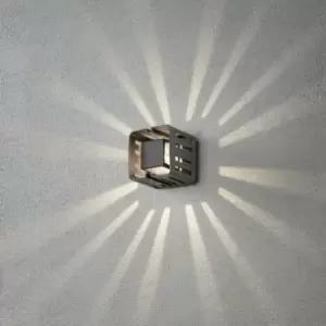 Image of Konstsmide Pescara Outdoor Modern Wall Lamp, Square, Dark Grey, 3W High Power LED, IP54