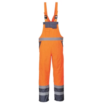 image of Oxford Weave 300D Class 2 Hi Vis Contrast Bib and Brace Orange / Navy 2XL