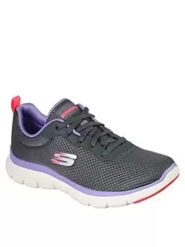 image of Skechers Flex Appeal 4.0 Brilliant View Trainers, Charcoal, Size 4, Women