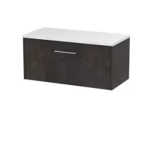 Image of Hudson Reed Juno 800mm Wall Hung 1 Drawer Vanity & Sparkling White Worktop - Metallic Slate
