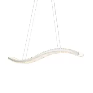 Image of Foggia Single Pendant Ceiling Lamp, Chrome Plate, Crystal