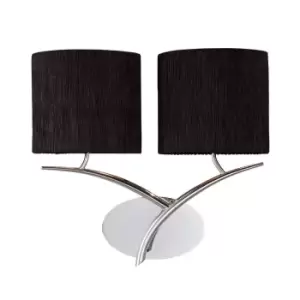 Image of Eve Wall Lamp Switched 2 Light E27, Polished Chrome with Black Oval Shades