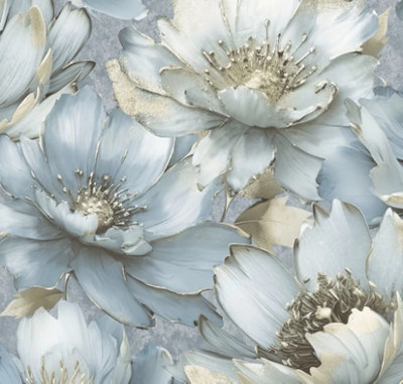 Image of Aminah Blue Floral Designer Wallpaper Muriva 224504