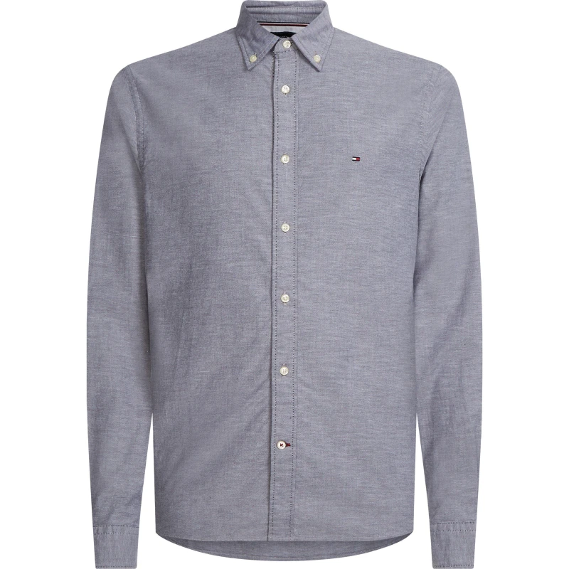 Image of Tommy Hilfiger Core 1985 Long Sleeve Oxford Shirt - Blue Blue XS