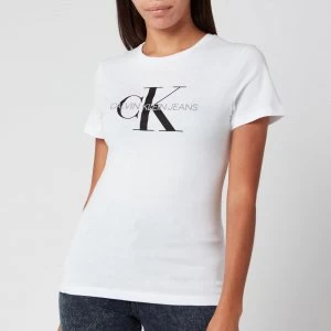 Image of Calvin Klein Jeans Womens Monogram Logo Regular Fit T-Shirt - Bright White - L