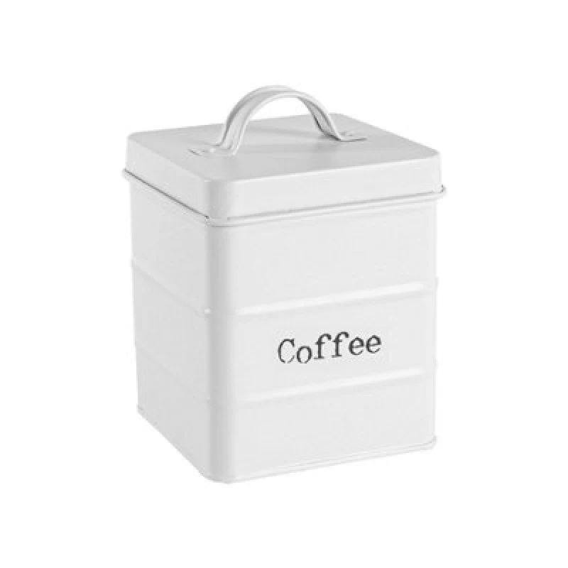 Image of Harbour Housewares Kitchen Coffee Canister - White - Vintage Metal Storage Caddy Tin Jar