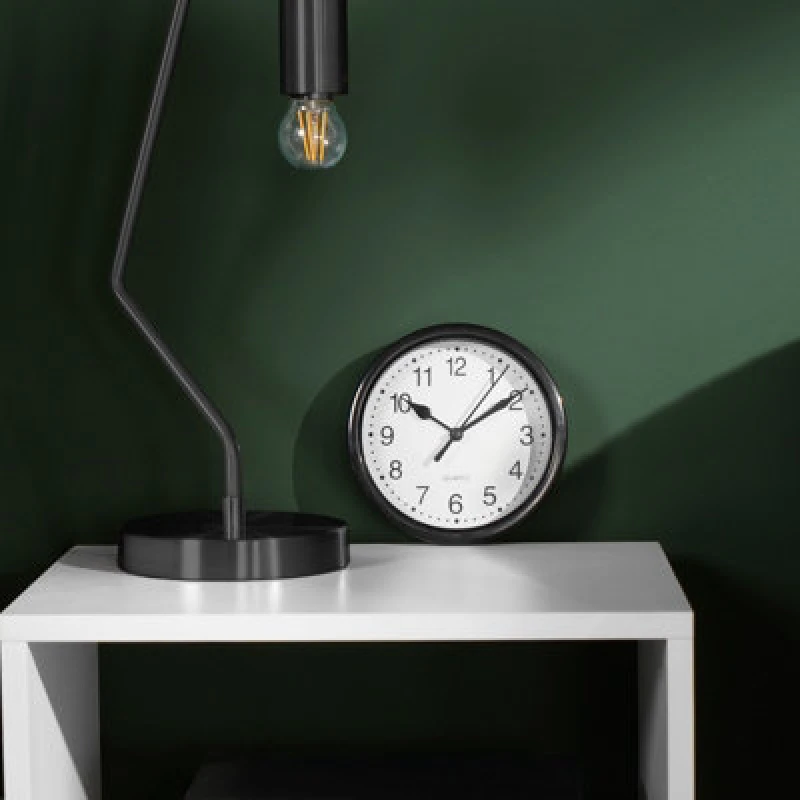 Image of OHS OHS Basic Wall Clock Round Analogue Vintage Home Decor Bedroom Kitchen in Black One Size Unisex 5027434160242