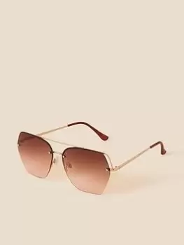 Image of Accessorize Rimless Aviator, Gold, Women