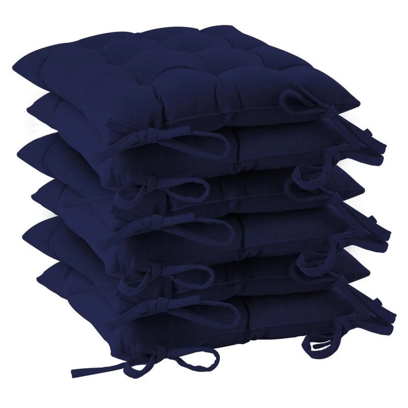 Image of Harbour Housewares Square Garden Chair Seat Cushions - Navy - Pack Of 6
