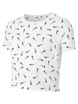 Image of Nike Older Girls Crop Swooshfetti T-Shirt - White