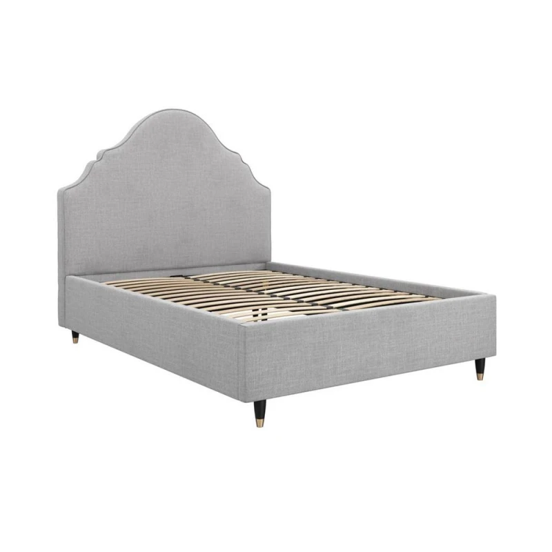 Image of EDITE Novella Linen Upholstered Bed with French Style Headboard light grey DOUBLE (135 x 190cm);KING (150 x 200cm)
