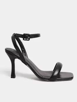 Image of Yours Yours Extra Wide Fit Padded Vamp Strap High Heel Sandal Black, Size 10, Women