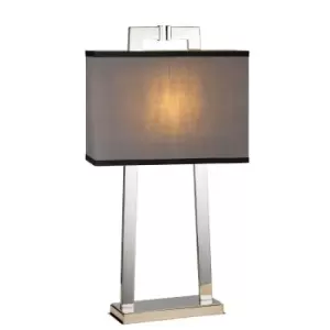 Image of Table Lamp Light Grey Shade Highly Polished Nickel Finish LED E27 60W Bulb