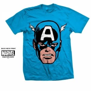 Image of Marvel Comics Captain America Big Head Mens Blue T Shirt Large