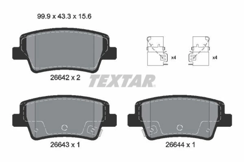 Image of Brake pad set TEXTAR 2664201