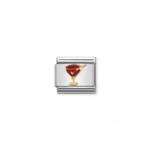 Image of Nomination Composable Clasic Fun Enamel Gold Red Cocktail Glass Link 030209/29